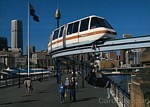Harbourlink Monorail train on Pyrmont Bridge approaching Harbourside thumbnail